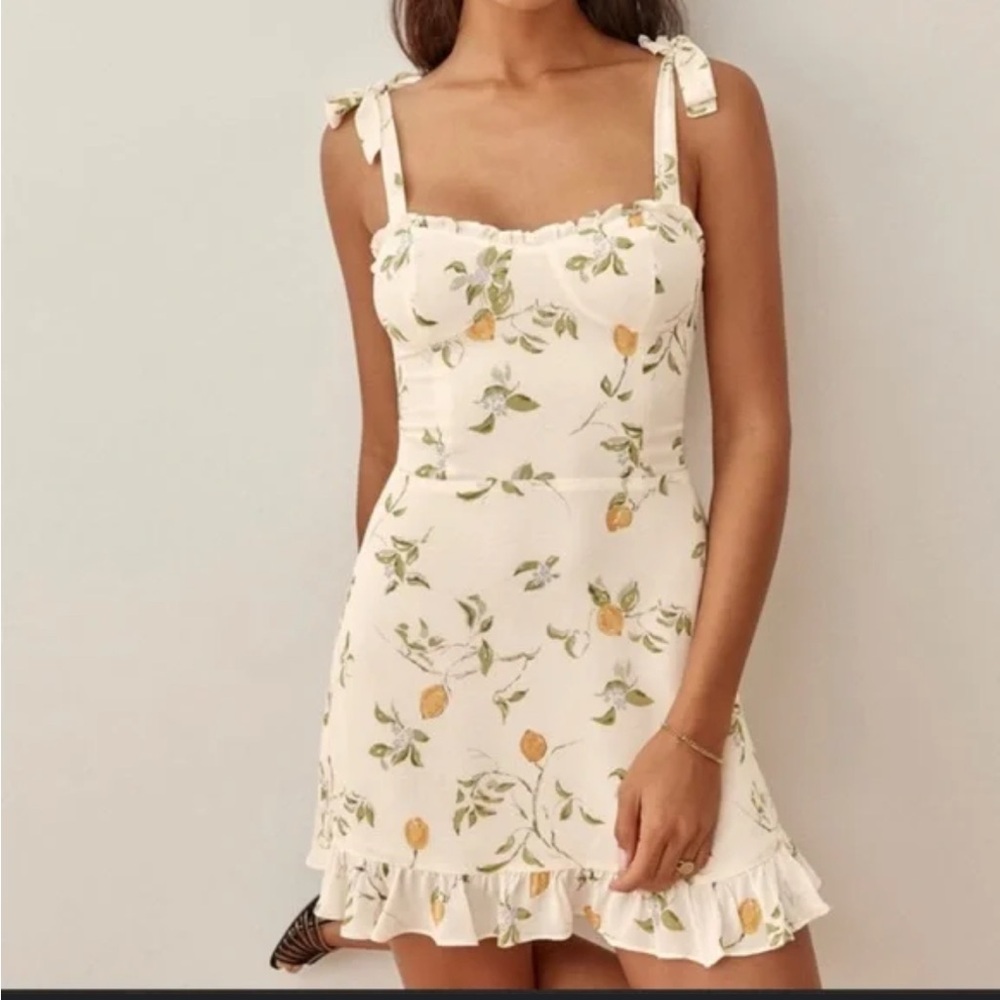 Reformation Lemon Print Mini Dress